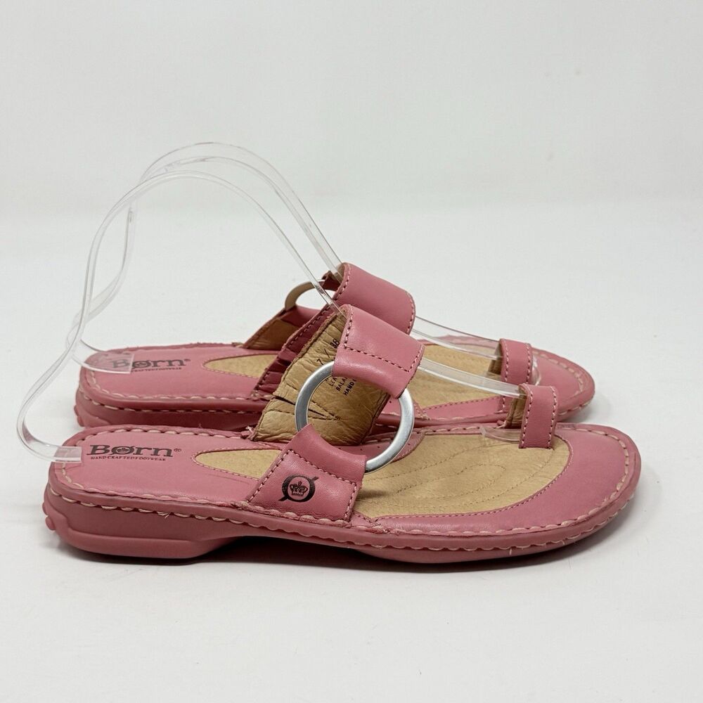 Born Captiva Toe Loop Sandals Womens 7 EU 38 Pink Leather Casual Comfort Boho